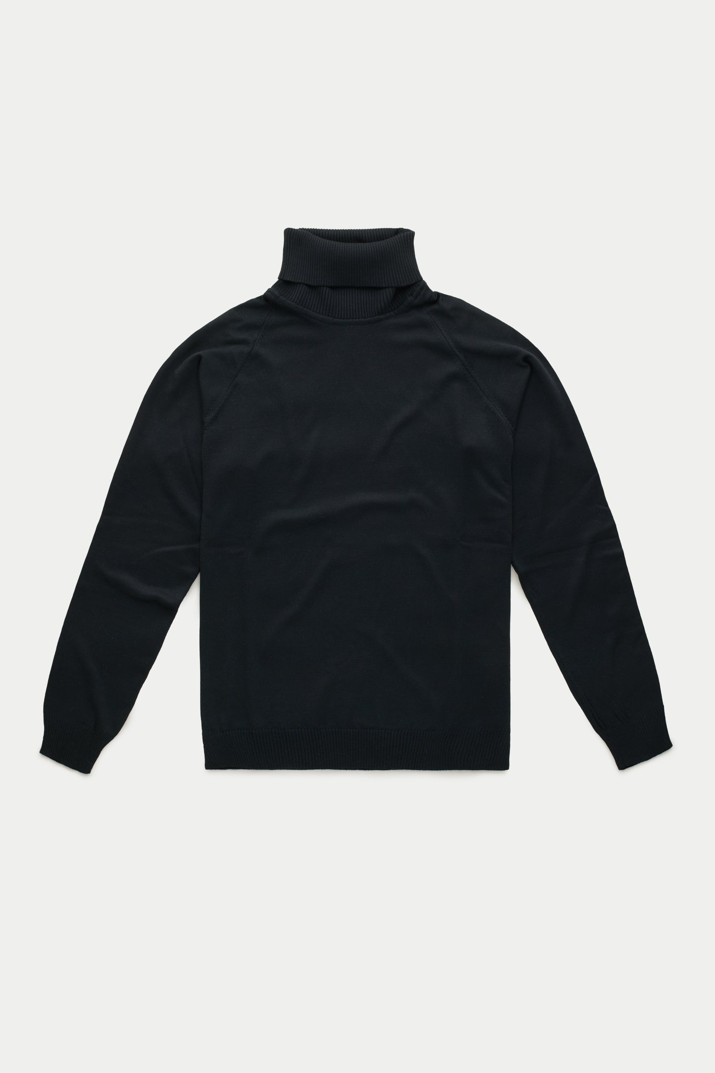 Platinum Wool Knitted Raglan Turtleneck Black