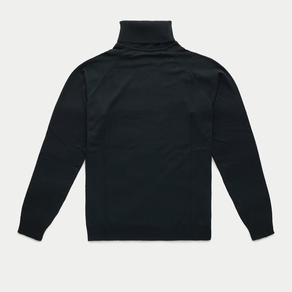 Platinum Wool Knitted Raglan Turtleneck Black