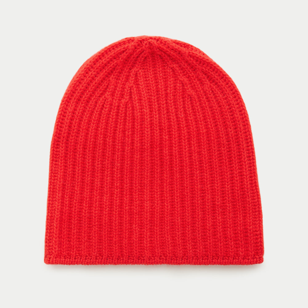 Watch Cap Cashmere Beanie Pompeian Red