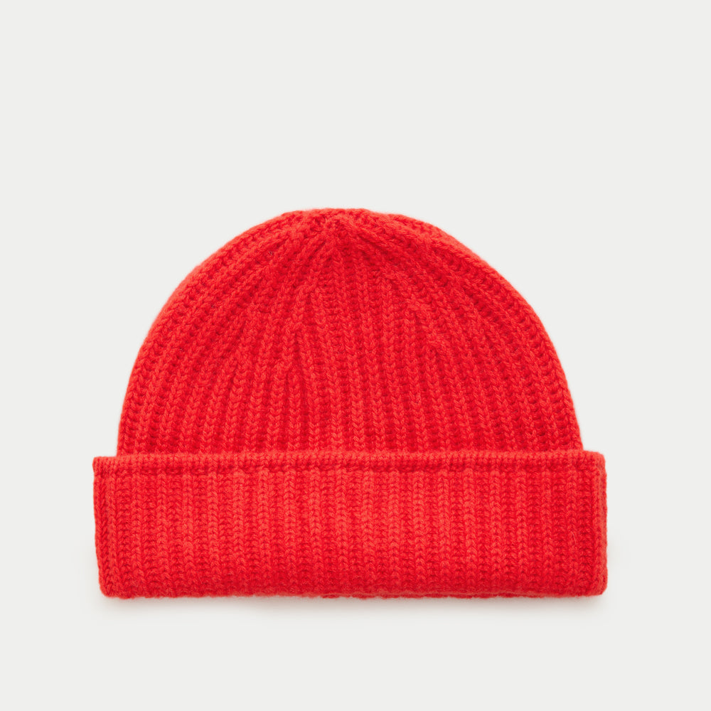 Watch Cap Cashmere Beanie Pompeian Red