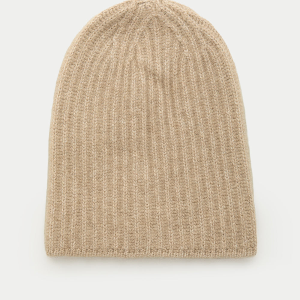 Wide Cuff Cashmere Beanie Sesame