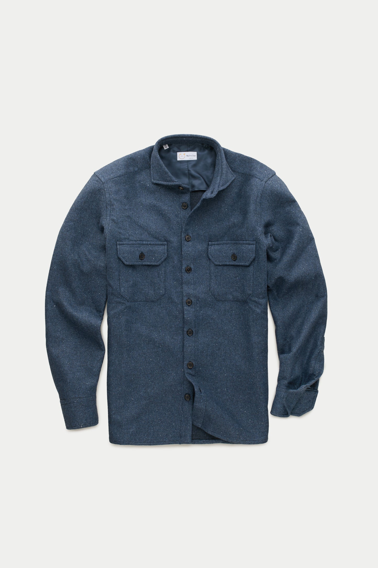 Wool Cashmere Silk Shirt Jacket Dark Navy