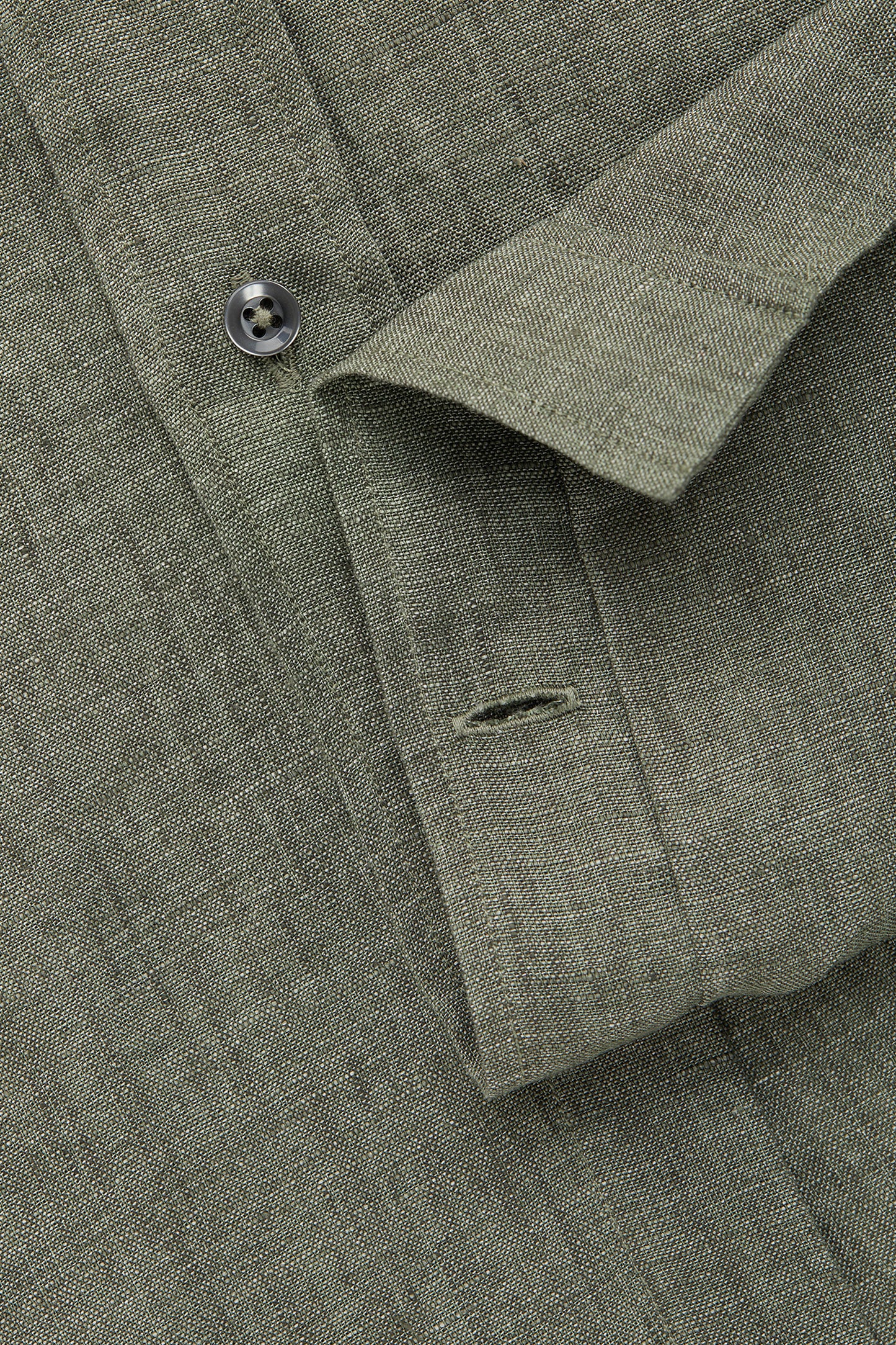 Linen Short Sleeve Regular Button Up Charcoal Gray