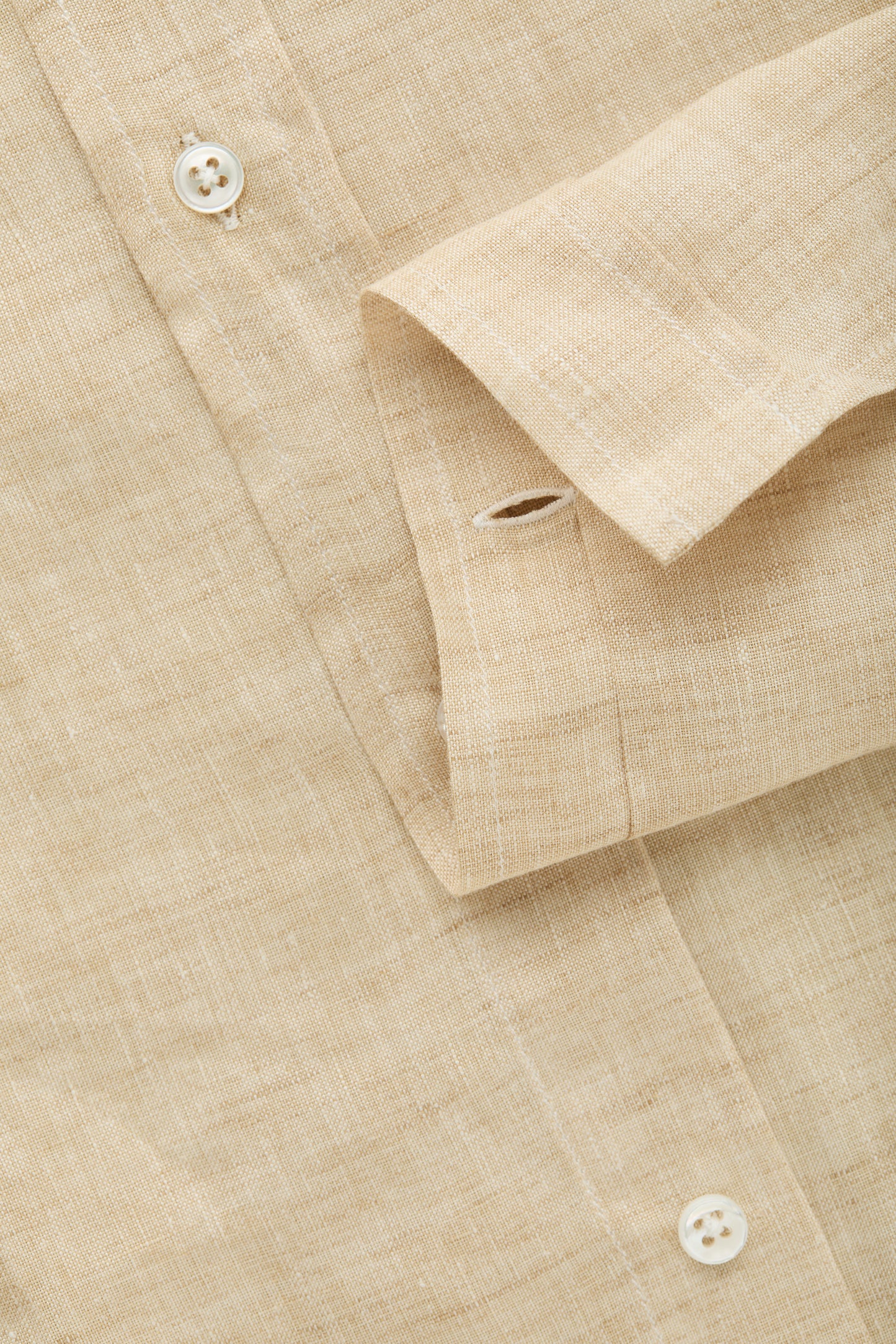 Linen Short Sleeve Button Down Collar Khaki