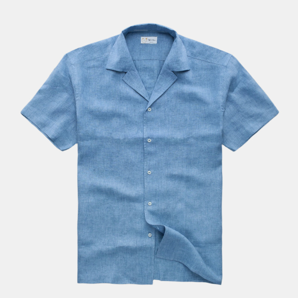 Linen Bowling Shirt Oxford Blue