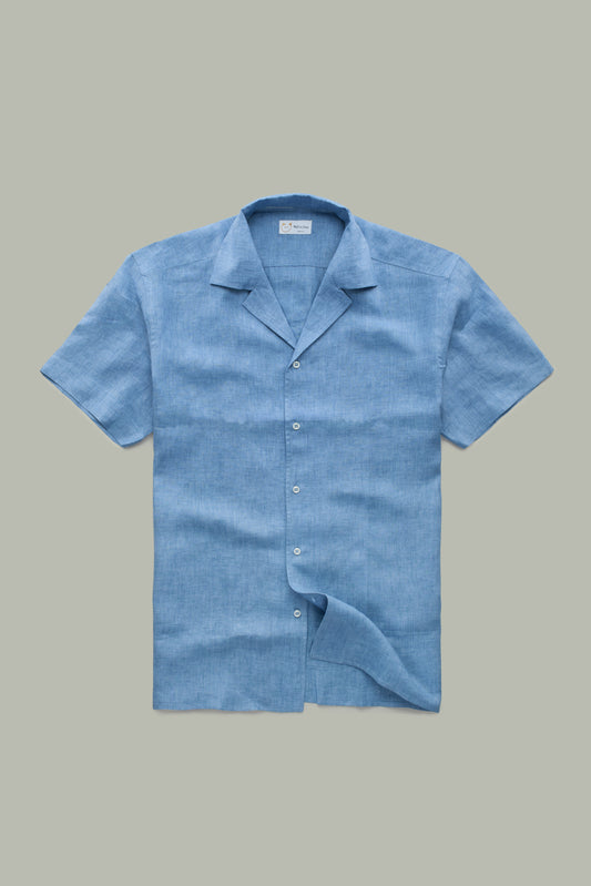 Linen Bowling Shirt Oxford Blue