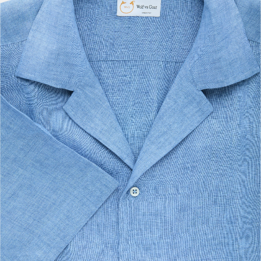 Linen Bowling Shirt Oxford Blue