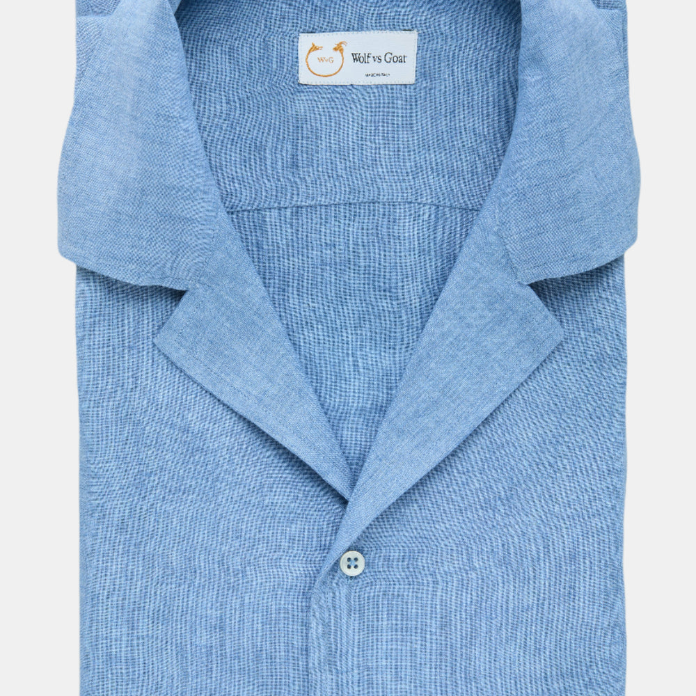
                  
                    Linen Bowling Shirt Oxford Blue
                  
                