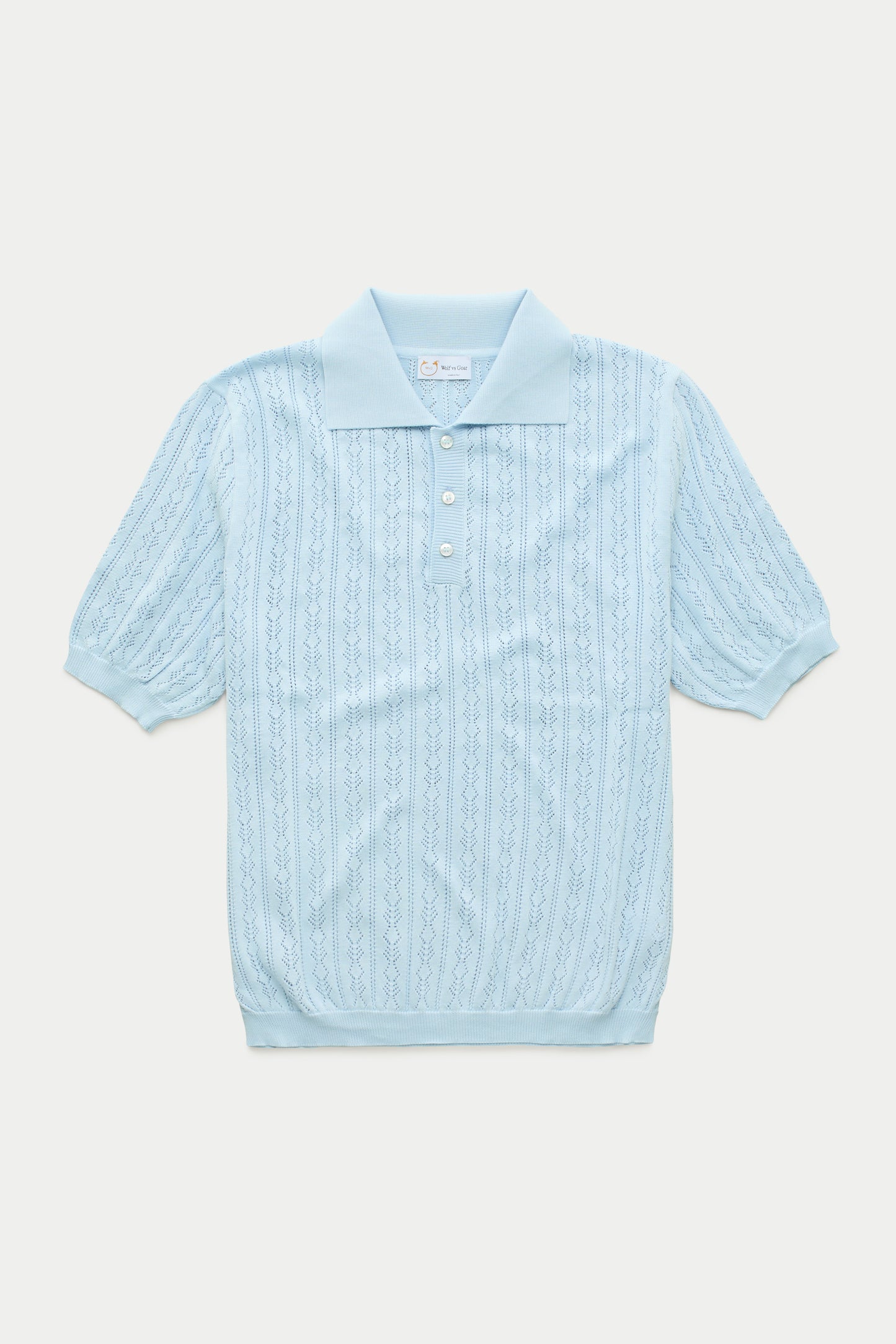 Short Sleeve Cotton Knitted Brera Polo Light Sky