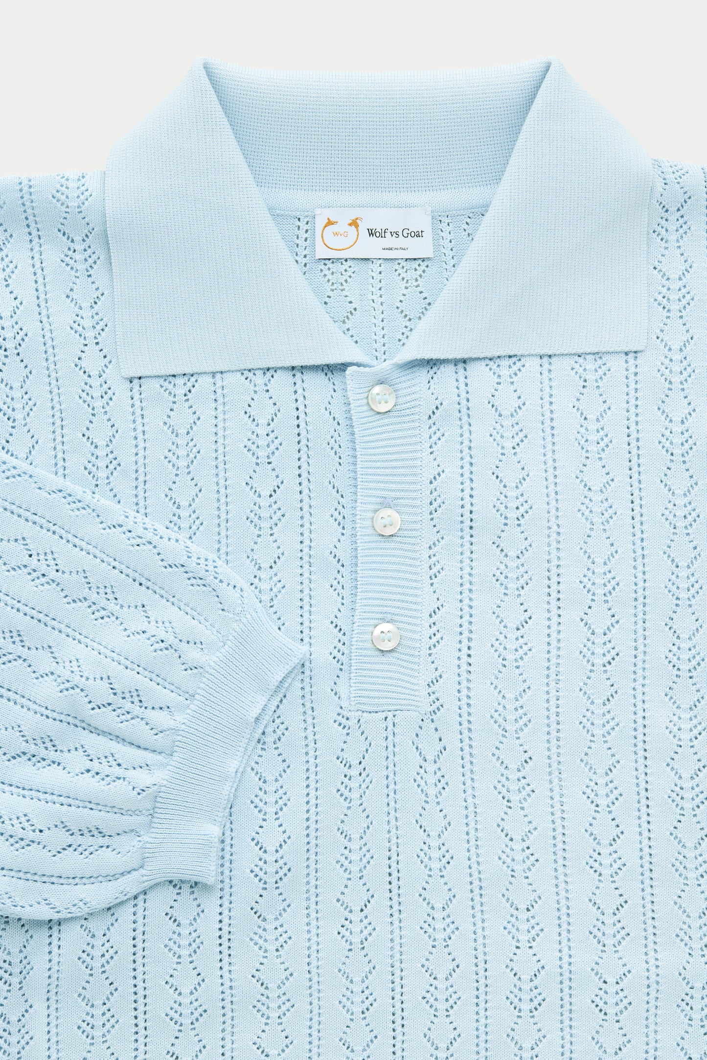 Short Sleeve Cotton Knitted Brera Polo Light Sky