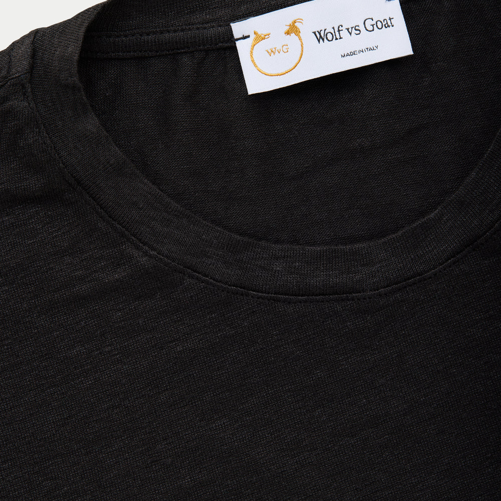 
                  
                    Short Sleeve Linen Crew Neck Tee Black Beauty
                  
                