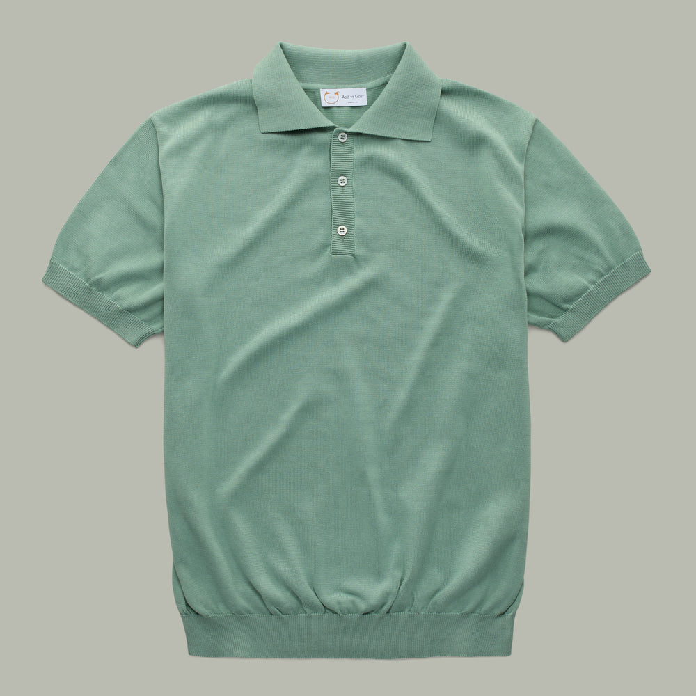 Short Sleeve Cotton Knitted Polo Sage