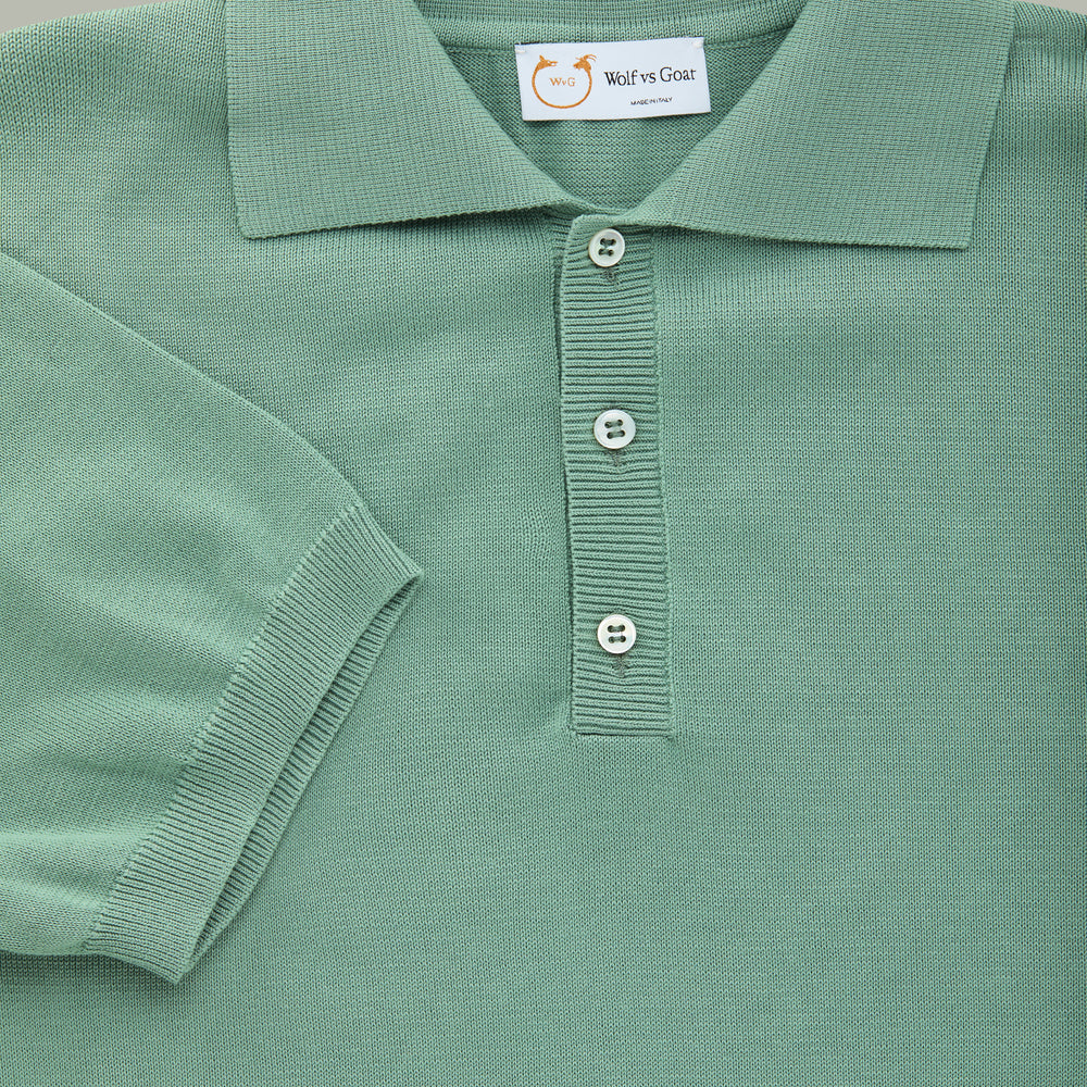 Short Sleeve Cotton Knitted Polo Sage