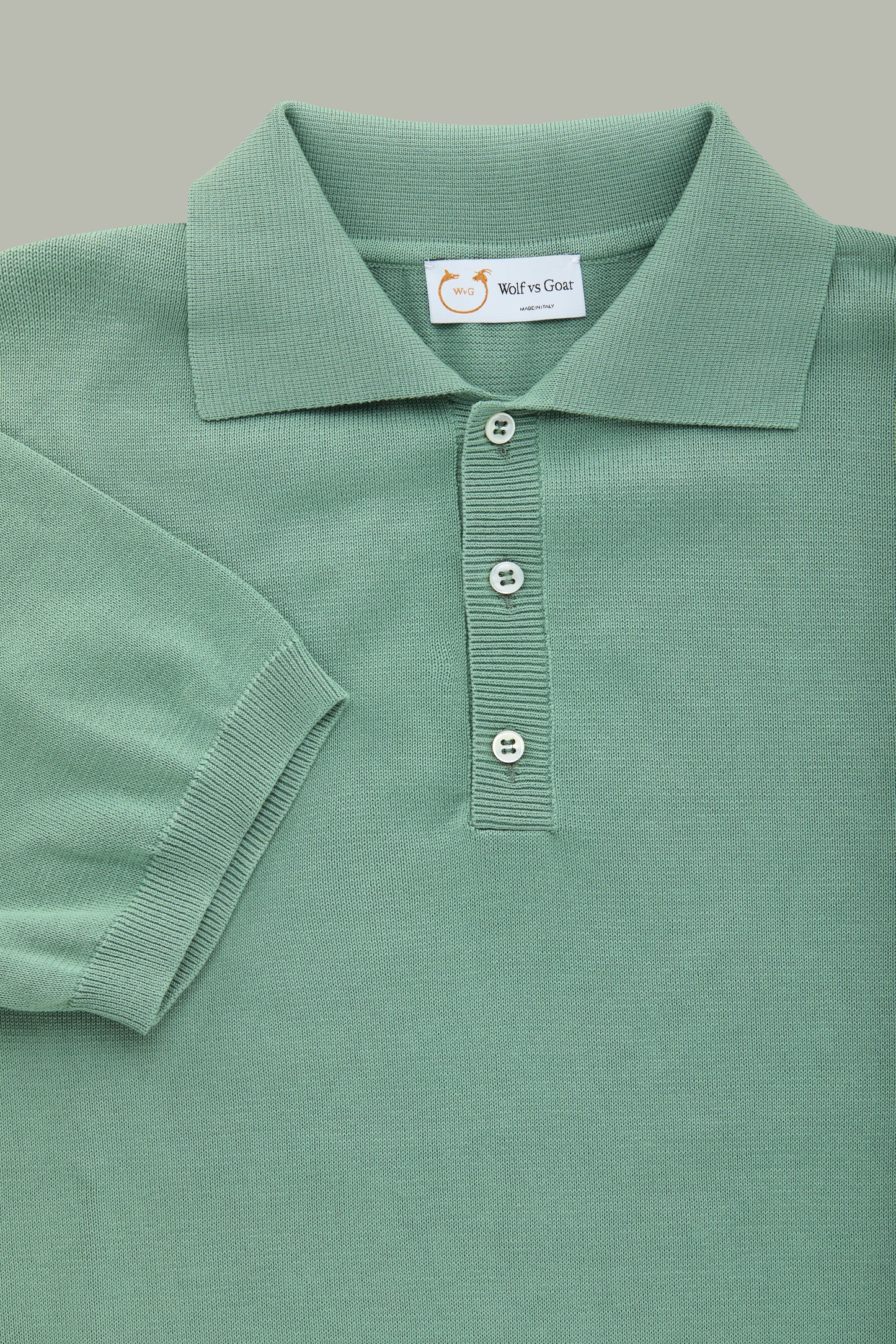 Short Sleeve Cotton Knitted Polo Sage