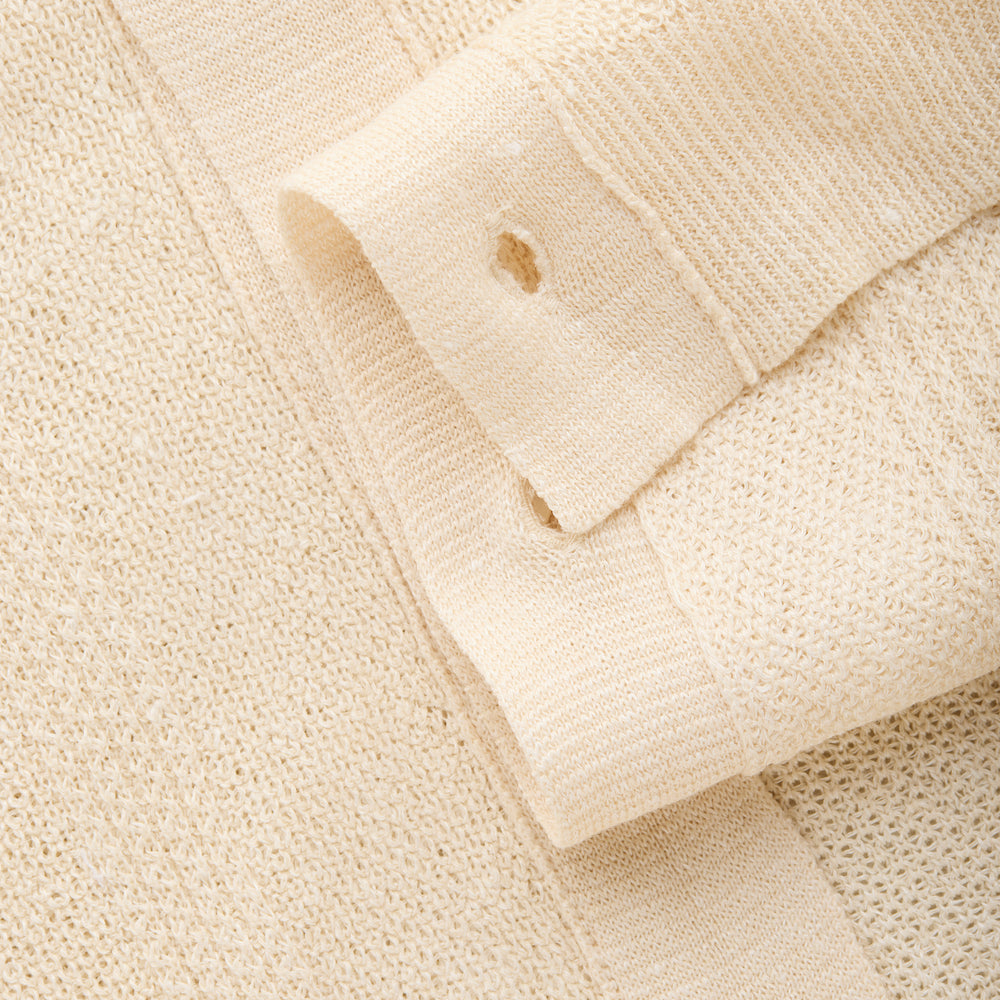 
                  
                    Short Sleeve Linen Cotton Knitted Shirt with Rib Details Panna
                  
                