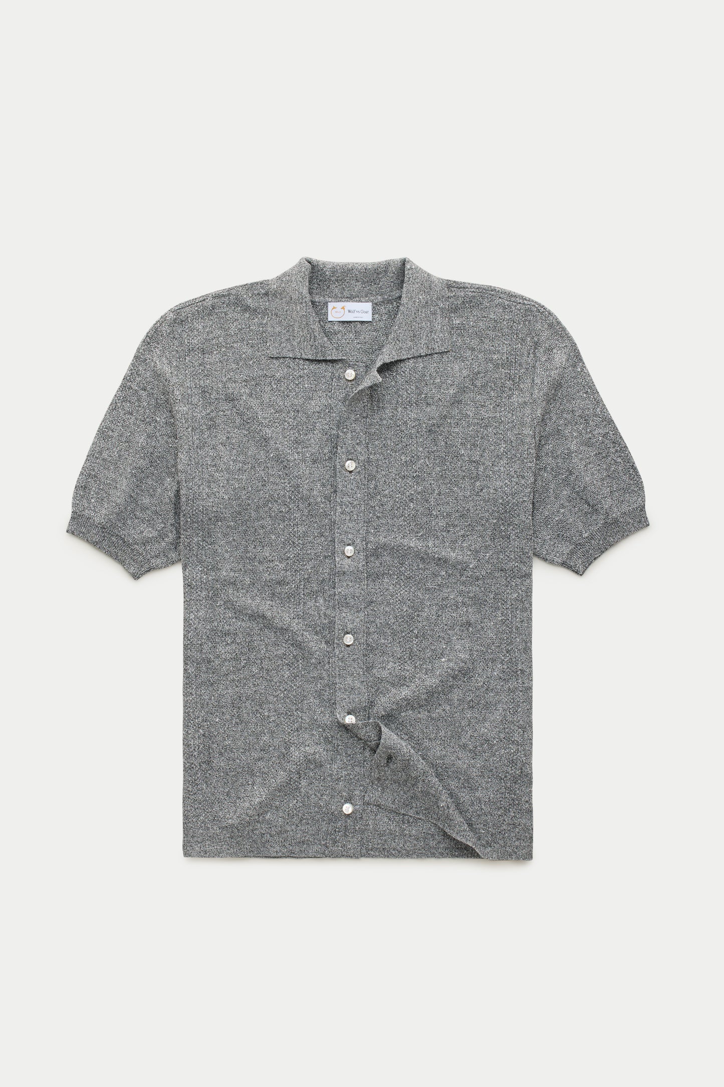 Short Sleeve Linen Cotton Knitted Shirt with Rib Details Zebra