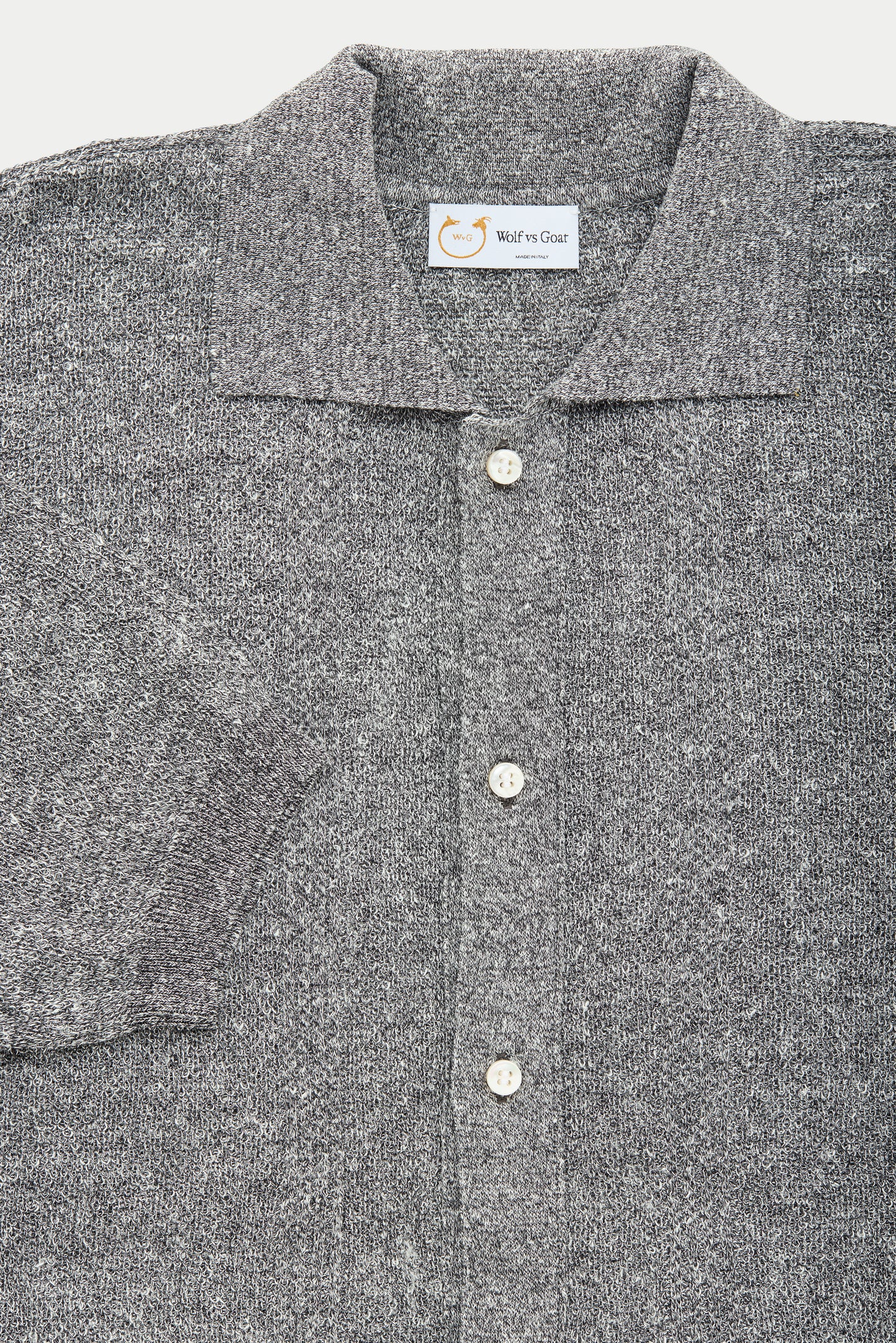 Short Sleeve Linen Cotton Knitted Shirt with Rib Details Zebra