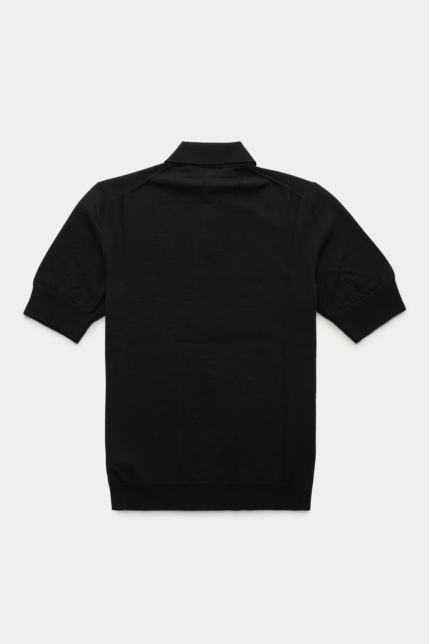 Wool Knitted Short Sleeve Polo Black