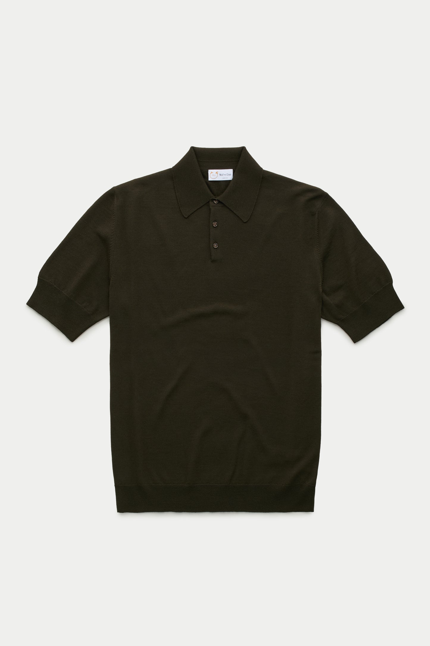 Wool Knitted Short Sleeve Polo Olive