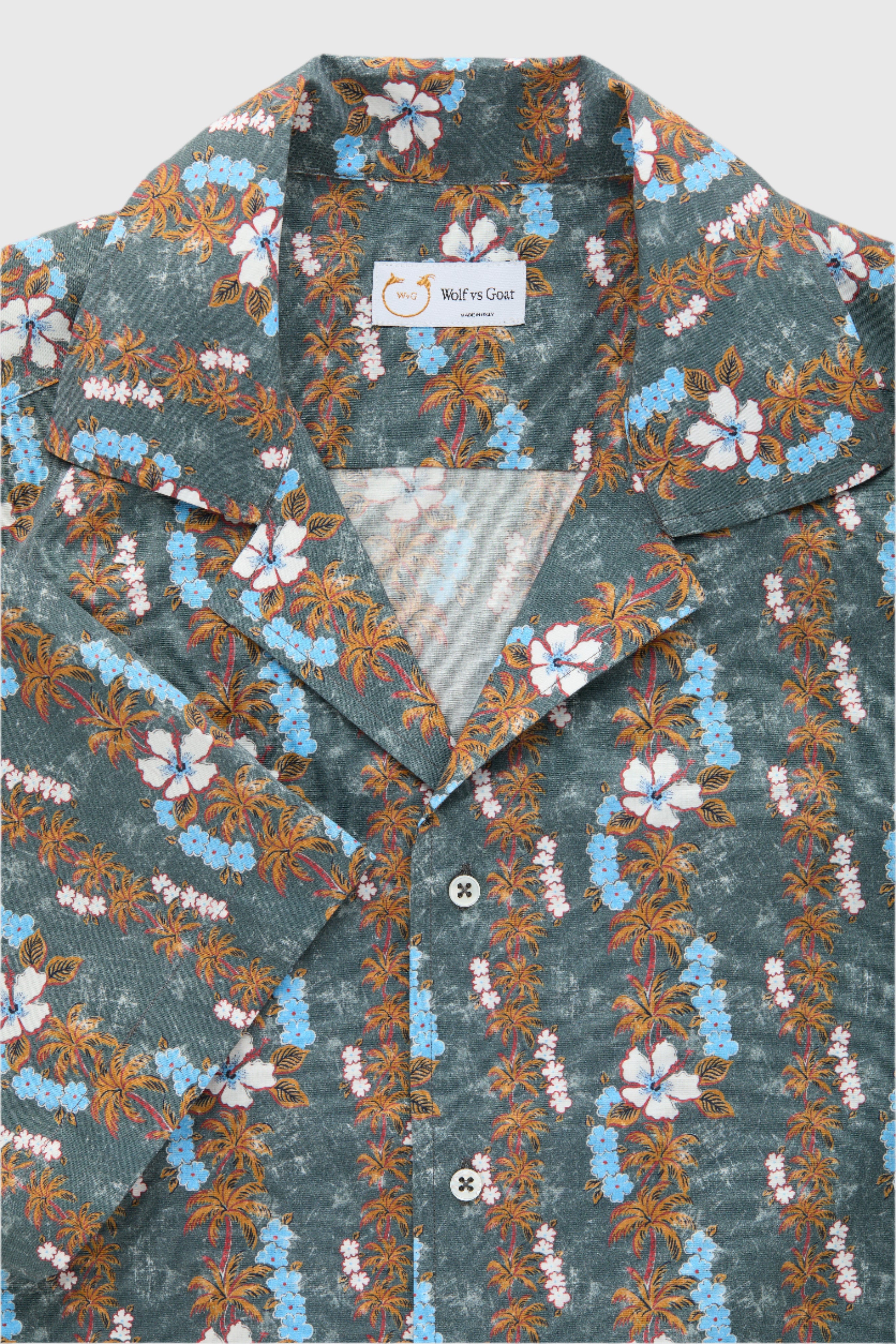 Silk Bowling Shirt - White Hibiscus | Wolf vs Goat - Shop