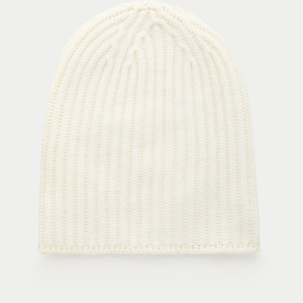 Wide Cuff Cashmere Beanie Snow White