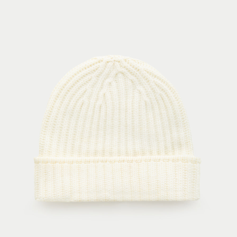 Wide Cuff Cashmere Beanie Snow White