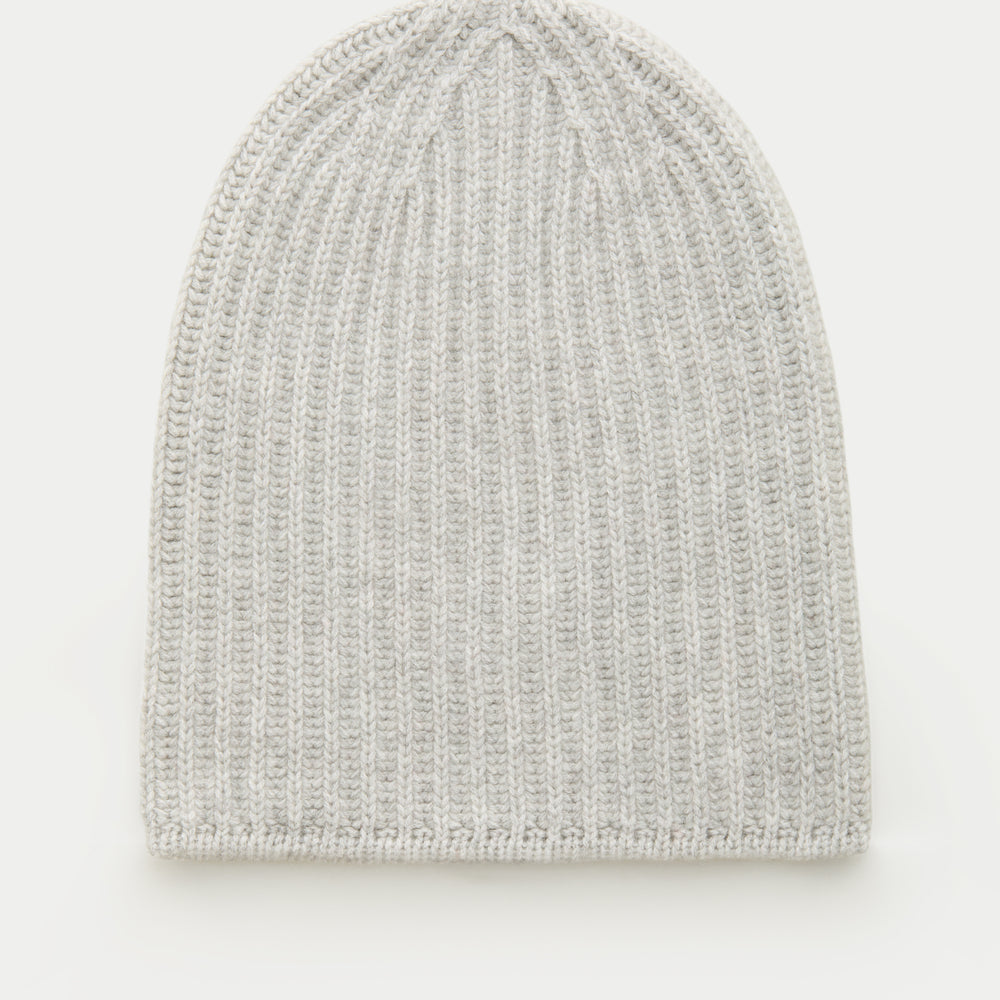 Wide Cuff Cashmere Beanie Soft Grey