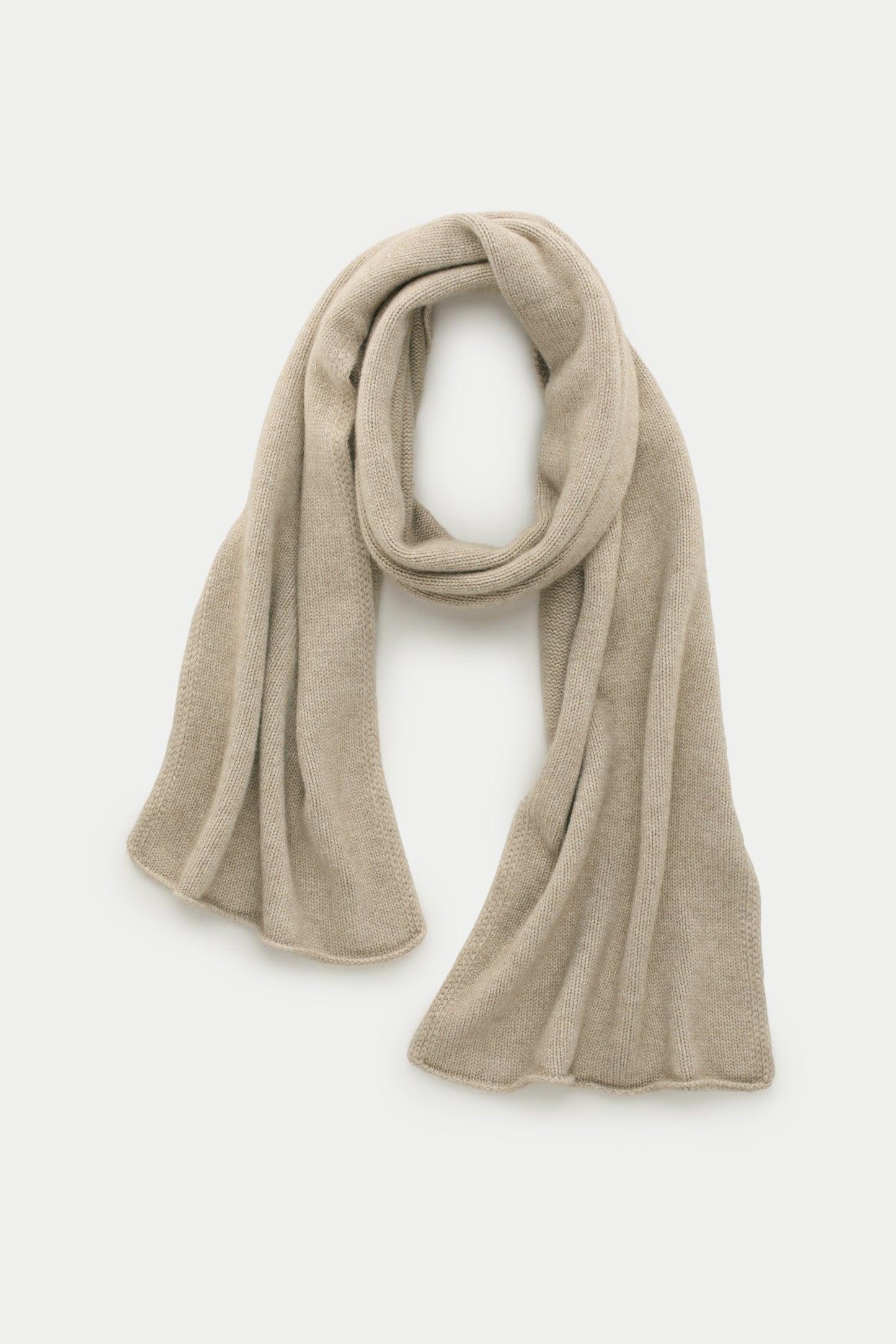Knitted Maglia Rasata Cashmere Scarf Cappuccino