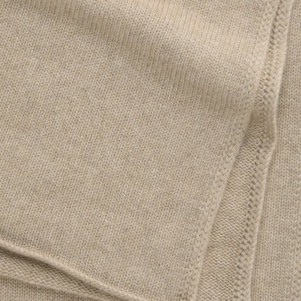 Knitted Maglia Rasata Cashmere Scarf Cappuccino