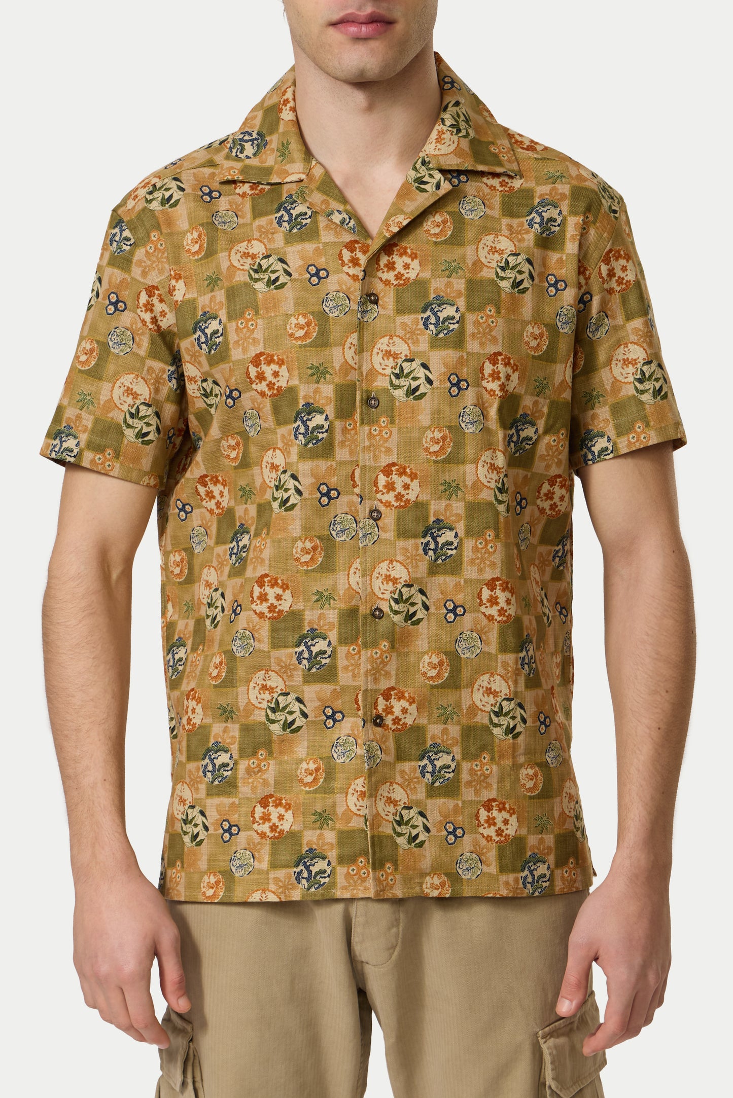 Cotton Bowling Shirt Green Patchwork 41 / Green Patchwork / Bowling Cotton Bowling Shirt Green Patchwork 41 / Green Patchwork / Bowling