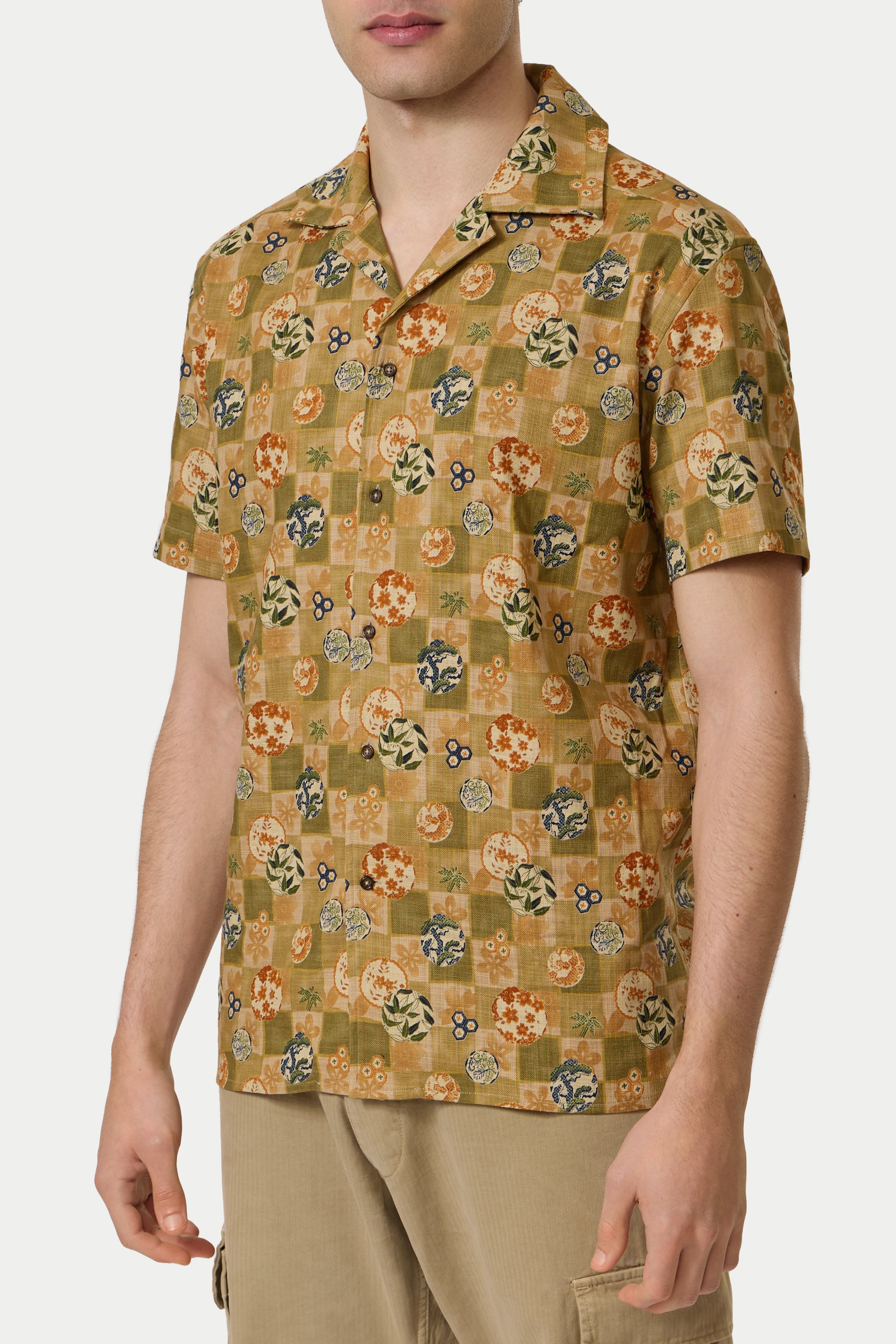 Blue Patchwork Bowling Shirt by Wolf vs Goat