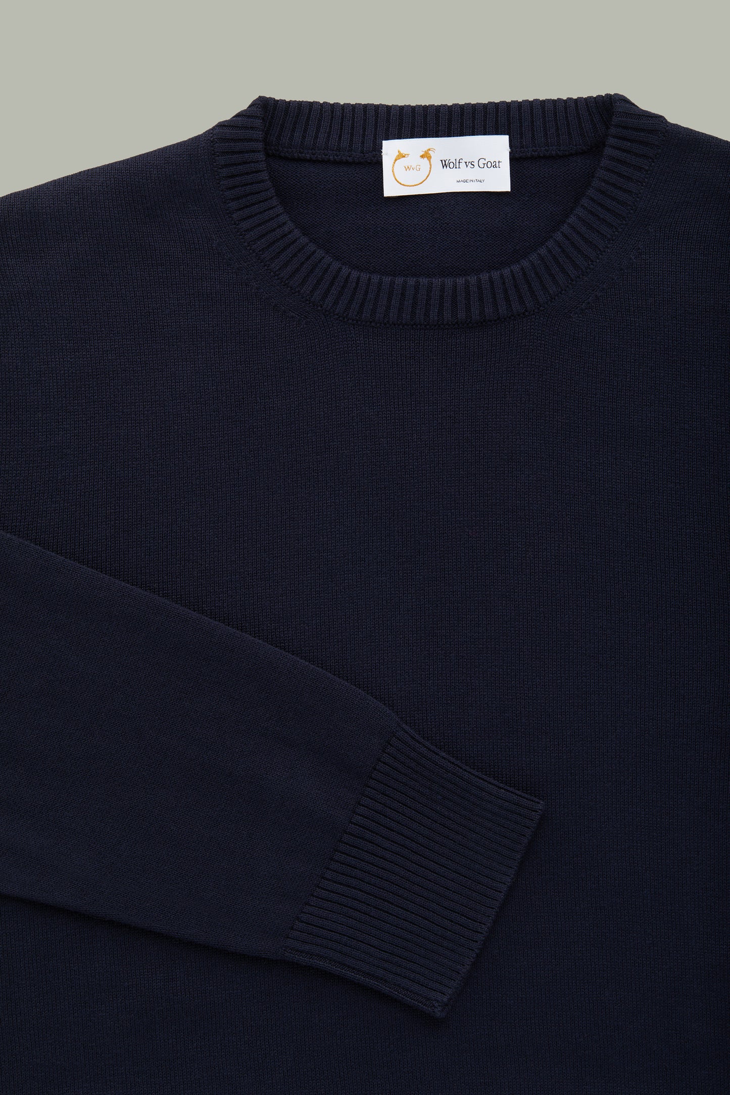 Long Sleeve Crew Neck Bamboo Cotton Cashmere Blend Knitted Sweater Navy