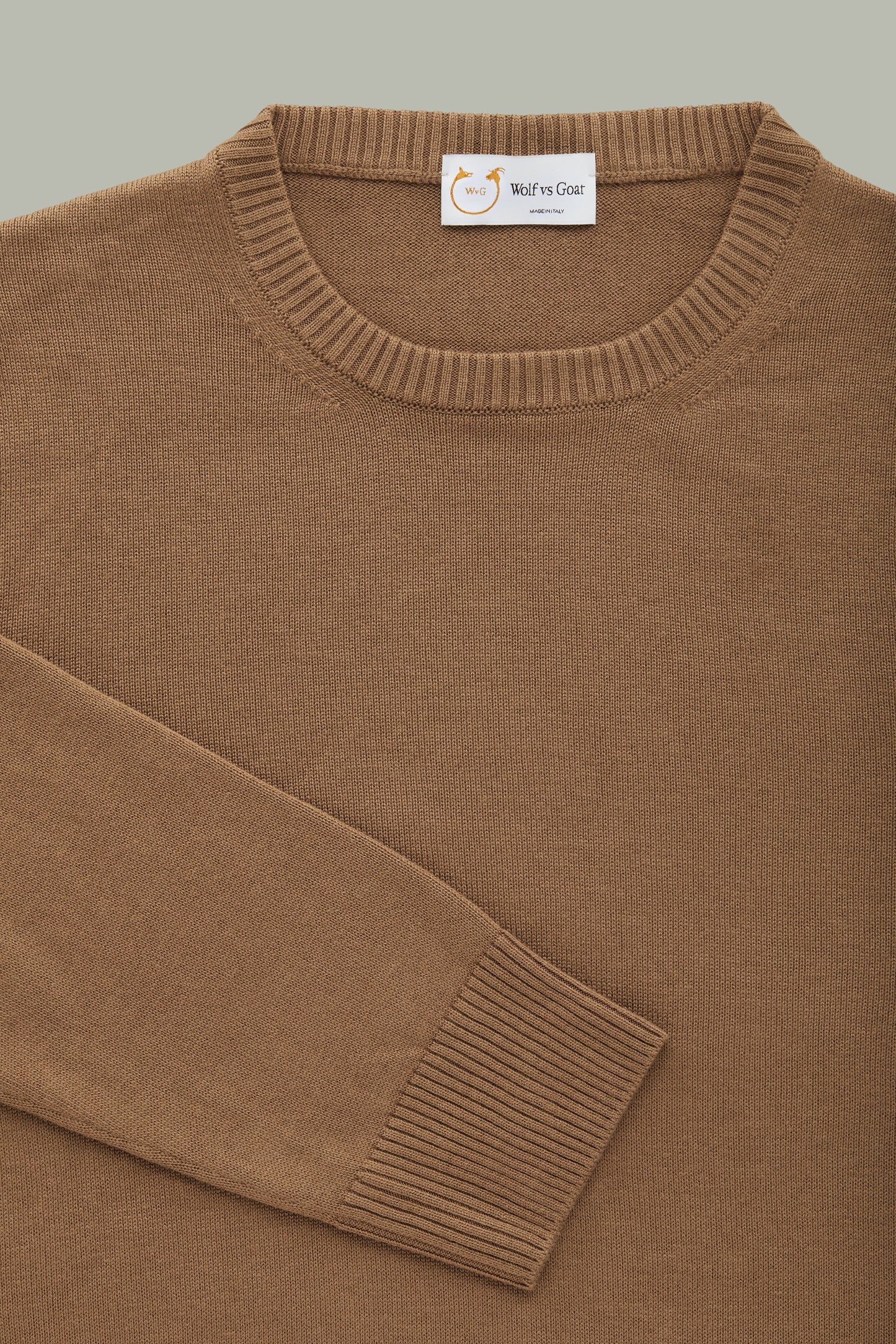 Long Sleeve Crew Neck Bamboo Cashmere Sweater Camel