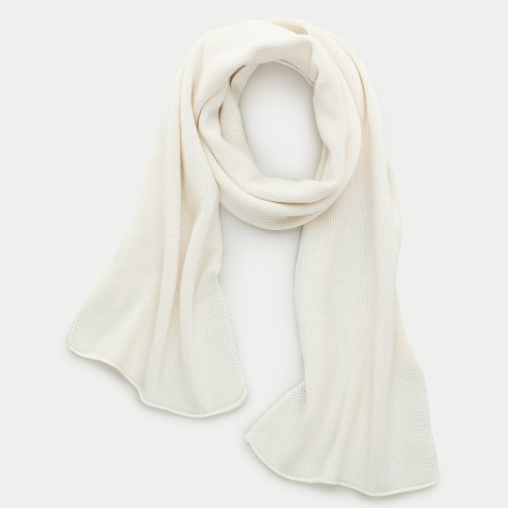 Knitted Maglia Rasata Cashmere Scarf Snow White